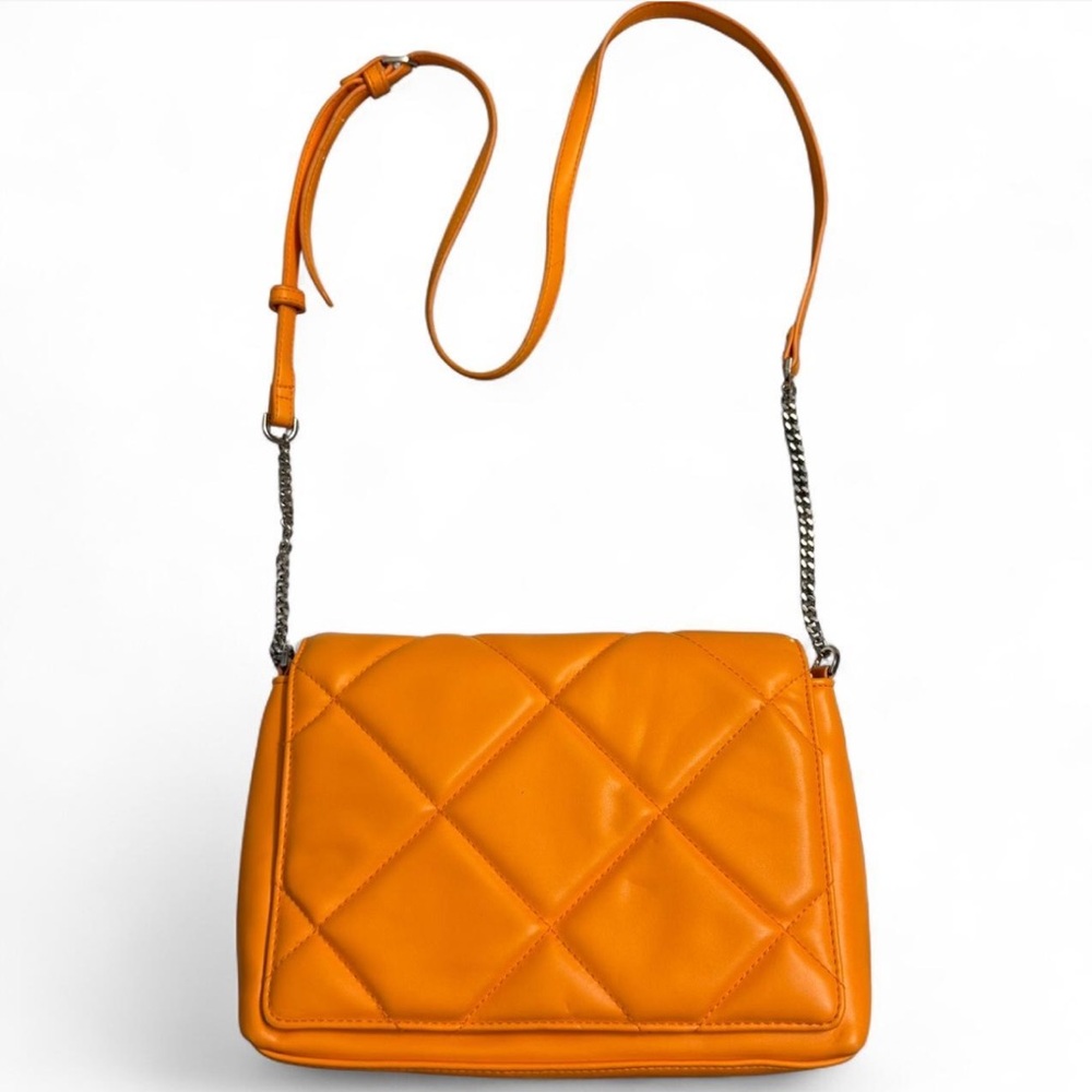 A New Day Orange Quilted Y2K-Style Chain Shoulder Crossbody